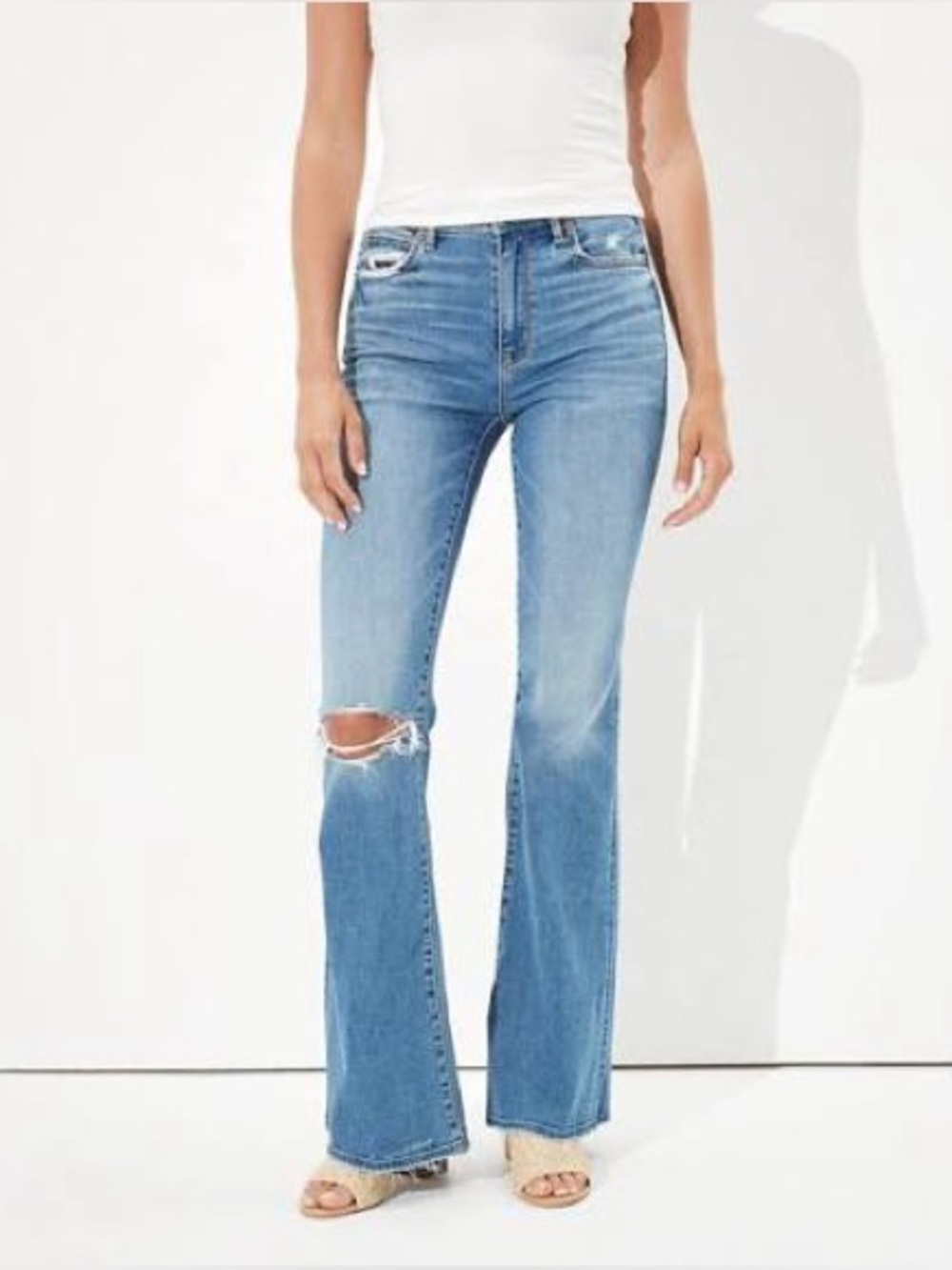 NWT Light Blue Women's Distressed Flare Jeans